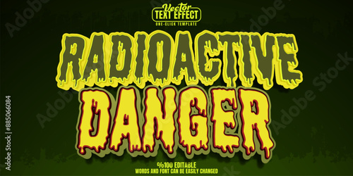 Radioactive editable text effect, customizable toxic and hazard 3d font style