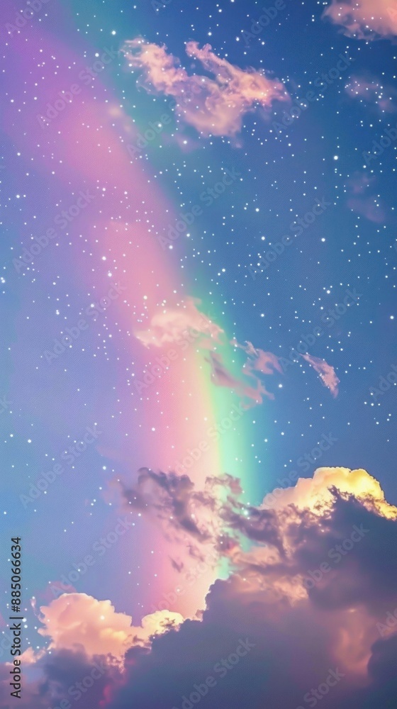 Fototapeta premium Aesthetic wallpaper rainbow cloud sky.