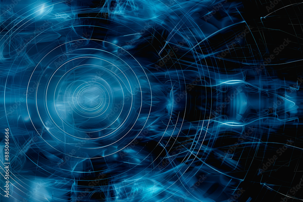 Obraz premium Abstract futuristic blue background with dynamic lines and geometric patterns