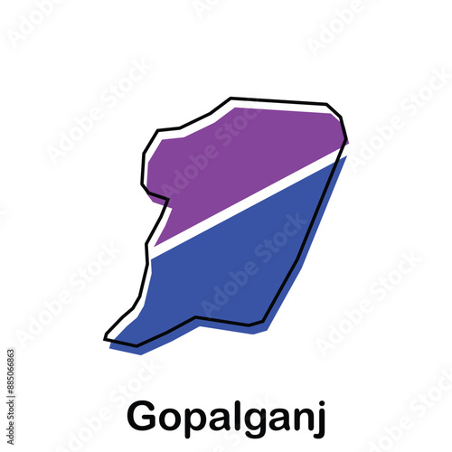 Map Bangladesh Country With City of Gopalganj, geometric outline modern design template element photo