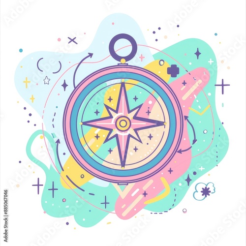 Wallpaper Mural A vector illustration of a compass, isolated on white background, perfect for school learning materials Torontodigital.ca