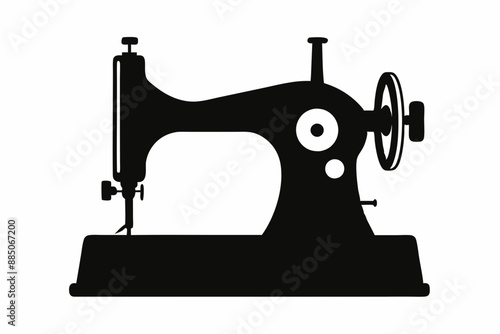 
Sewing machine silhouette, sewing machine old retro vintage icon vector illustration
