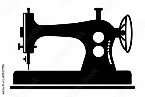 
Sewing machine silhouette, sewing machine old retro vintage icon vector illustration
