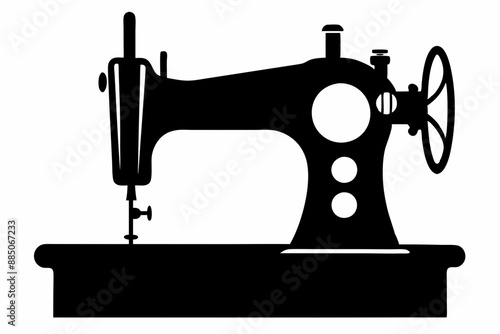 
Sewing machine silhouette, sewing machine old retro vintage icon vector illustration
