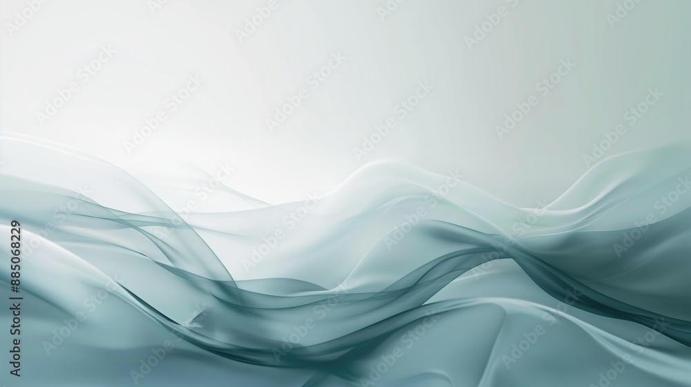 Fototapeta premium Green and white background of transparent abstract wave.
