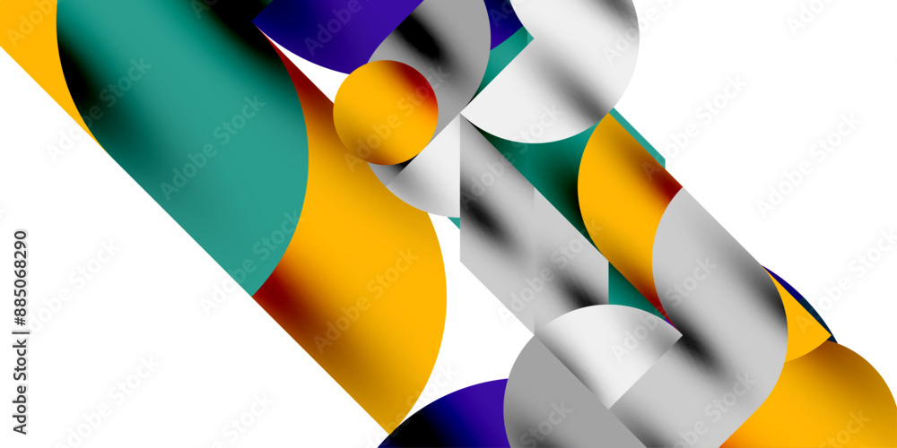 Shadow effect shiny circles and round triangles geometric modern art. Vector Illustration For Wallpaper, Banner, Background, Card, Book Illustration, landing page Shadow effect shiny circles and round triangles geometric modern art. Vector Illustration For Wallpaper, Banner, Background, Card, Book Illustration, landing page