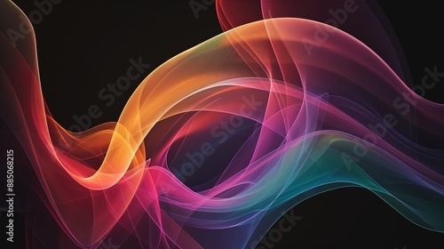 Colorful wave lines flowing on a black background.