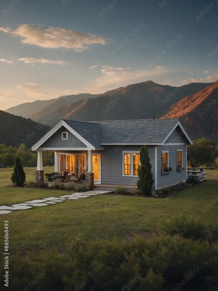 Miniature Gray Ranch Style House Model Miniature Gray Ranch Style House Model