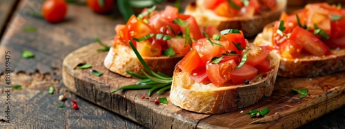 Crostini sandwich on rustic background