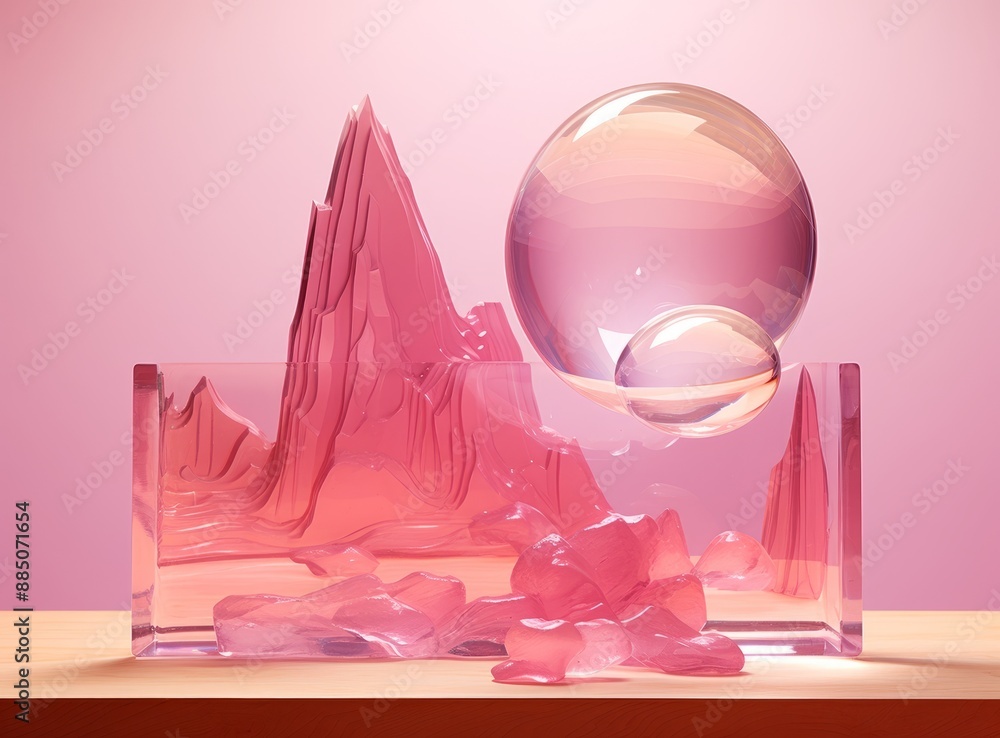 Minimalist scene featuring a crystal ball on an abstract background. Minimalist scene featuring a crystal ball on an abstract background.