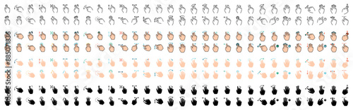 Gesture set icon. Swipe, tap, doubleclick, rotate, pinch, zoom, scroll, gesture, touchscreen, interaction, user interface, hand movement, multitouch, gesture, swipe, pinch, control