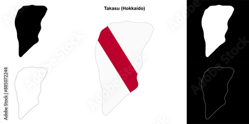 Takasu (Hokkaido) outline map set photo