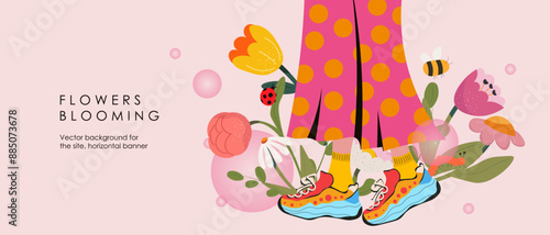 Legs, sneakers, travel, pop art, poster, banner