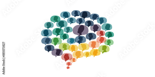 Different people in chat bubbles. Communication concept.