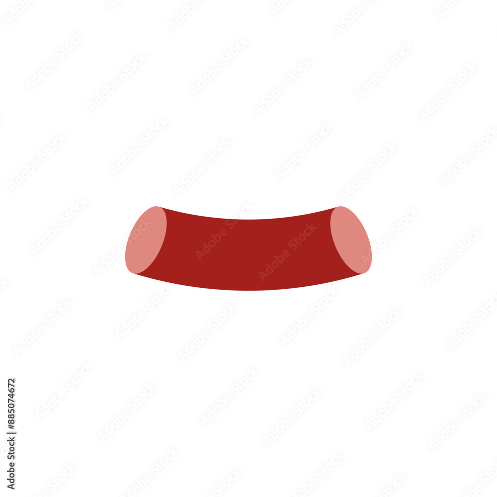 A cut piece of sausage. Isolated vector illustration on a white background.