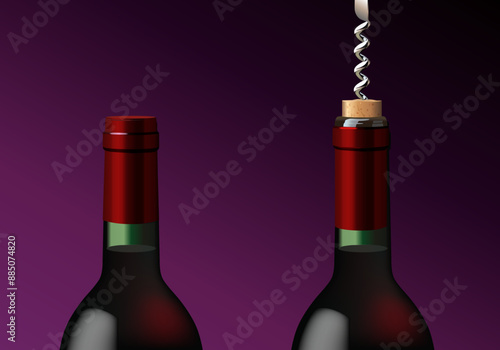 Illustration montrant l’ouverture d’une bouteille de vin de Bordeaux avec un tire-bouchon.