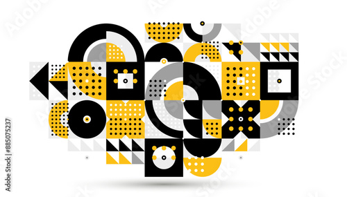 Bauhaus trendy abstract geometric vector background, tiling mosaic pattern Memphis style abstraction, cool creative wallpaper composition.