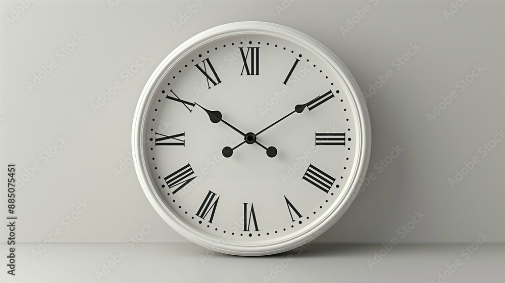 Minimalist clock with black hands on a white background Minimalist clock with black hands on a white background