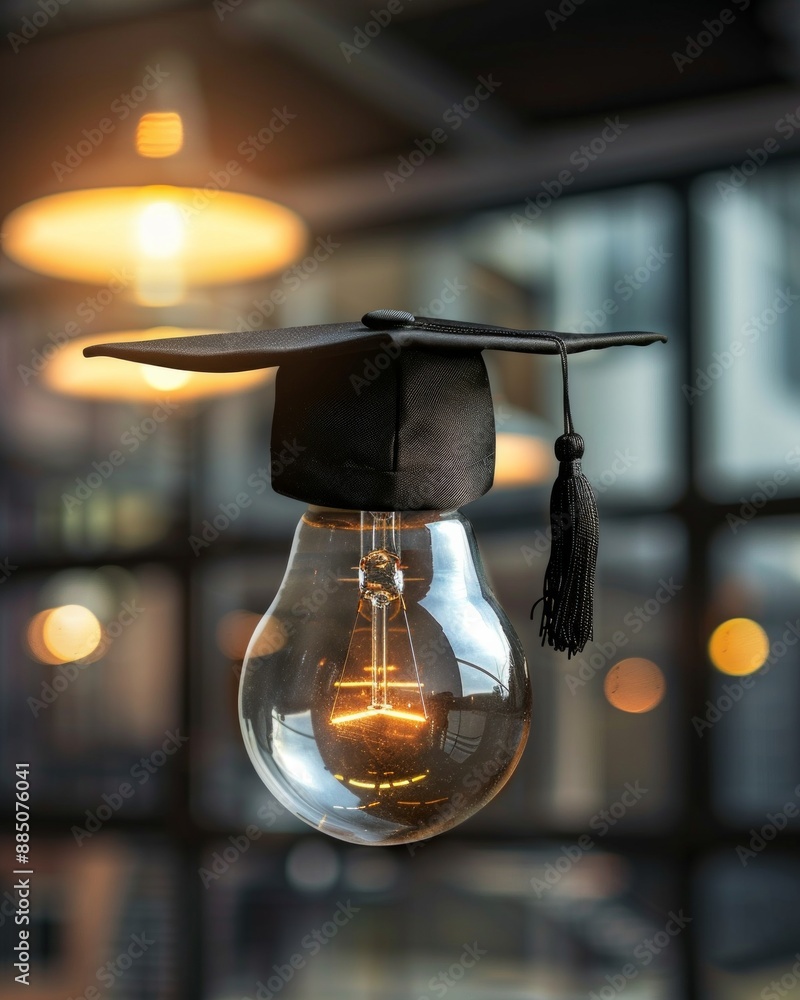 Graduation Bulbe Light bulb showing his graduation cap internet education course A study ...