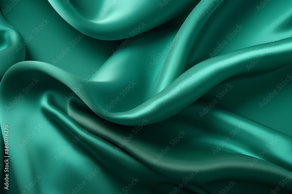 Obraz premium Processed collage of emerald green silk surface texture. Background for banner, backdrop