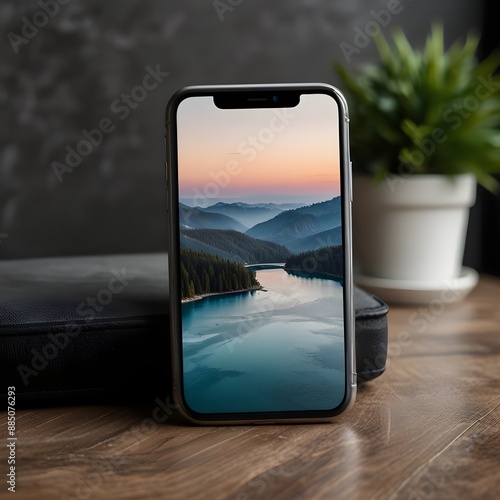 Phone template with a blank frame for design