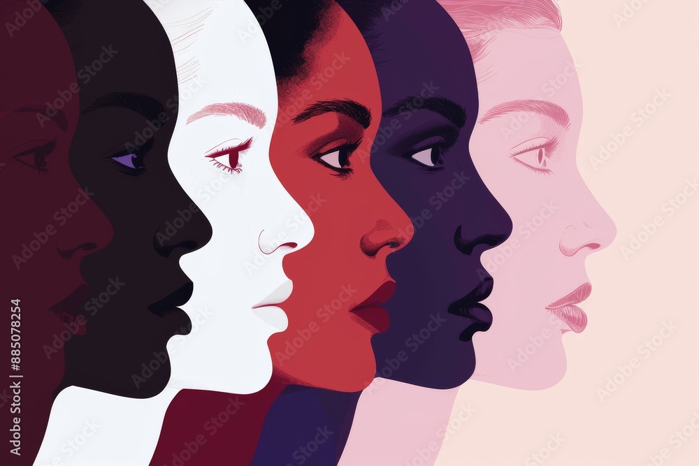 Multi-ethnic beauty. Different ethnicity African, Asian women isolated on orange wall with copy space. Generative AI. Beautiful simple AI generated image in 4K, unique. Multi-ethnic beauty. Different ethnicity African, Asian women isolated on orange wall with copy space. Generative AI. Beautiful simple AI generated image in 4K, unique.