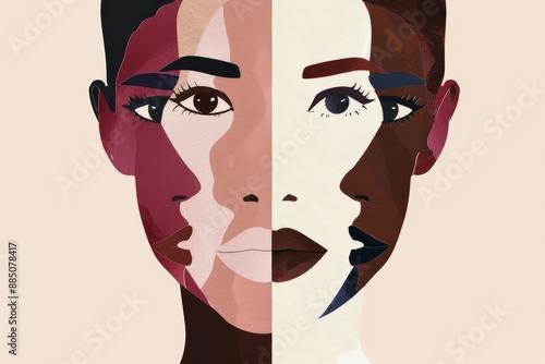 Multi-ethnic diversity and beauty. Group of different ethnicity women. Beautiful simple AI generated image in 4K, unique.