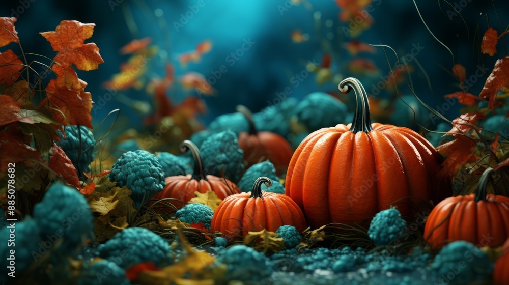 Fall autumn background with leaves and pumpkins. Fall autumn background with leaves and pumpkins.