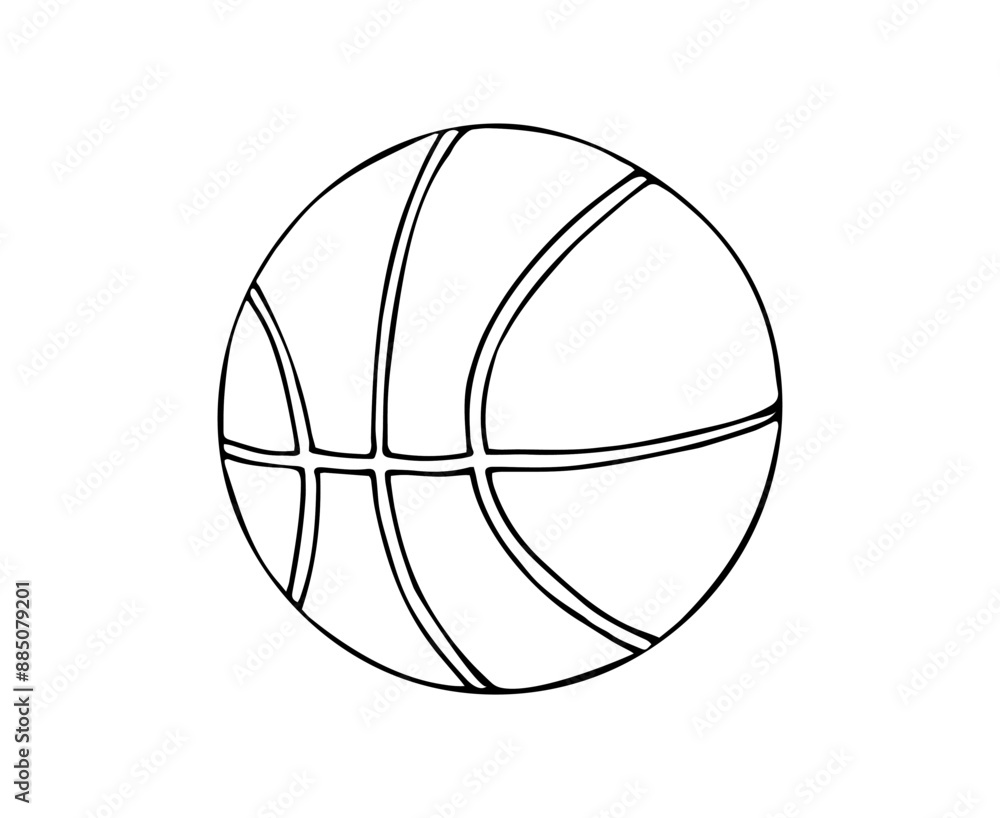 Basketball ball. Hand-drawn illustration on white background. Simple icon of leather basketball. Basketball ball. Hand-drawn illustration on white background. Simple icon of leather basketball.