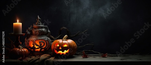 Spooky Halloween pumpkins c...