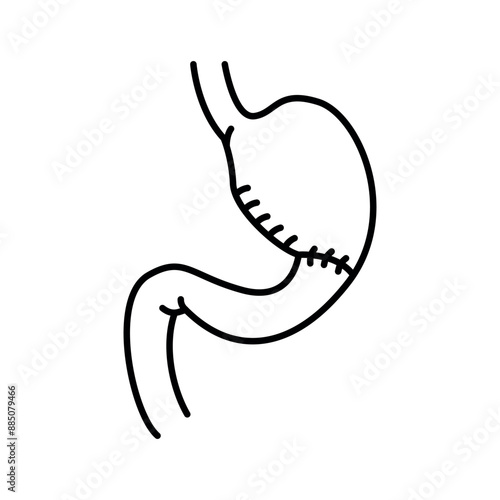 Gastroduodenostomy line black icon.