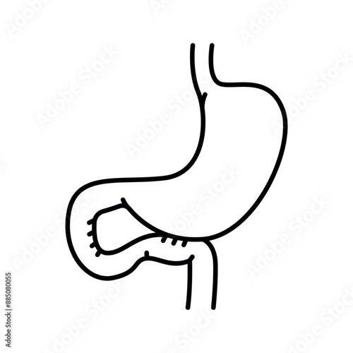 Gastroenterostomy line black icon.