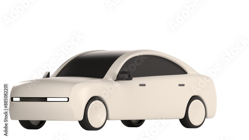 lowpoly 3d white car icon object photo