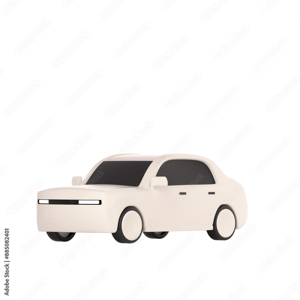 Naklejka premium lowpoly 3d white car icon object