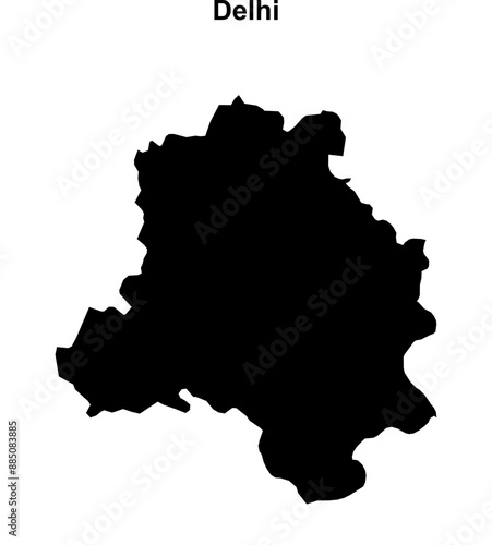 Delhi state blank outline map