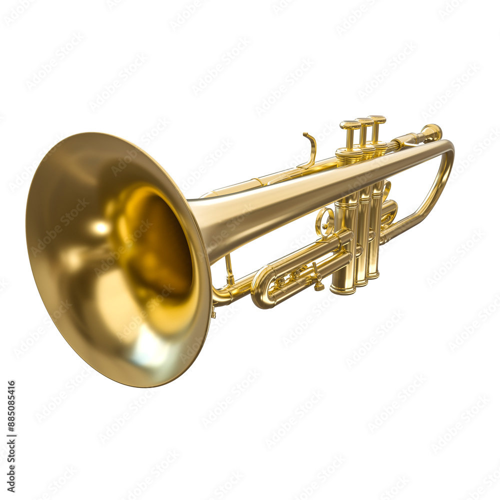 Obraz premium Golden trumpet on transparent background