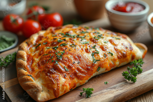 Calzone pizza on the table