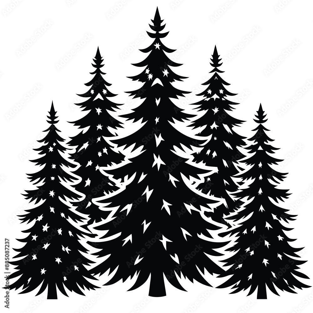 Obraz premium Christmas Winter Snowflake Silhouette Vector on White Background