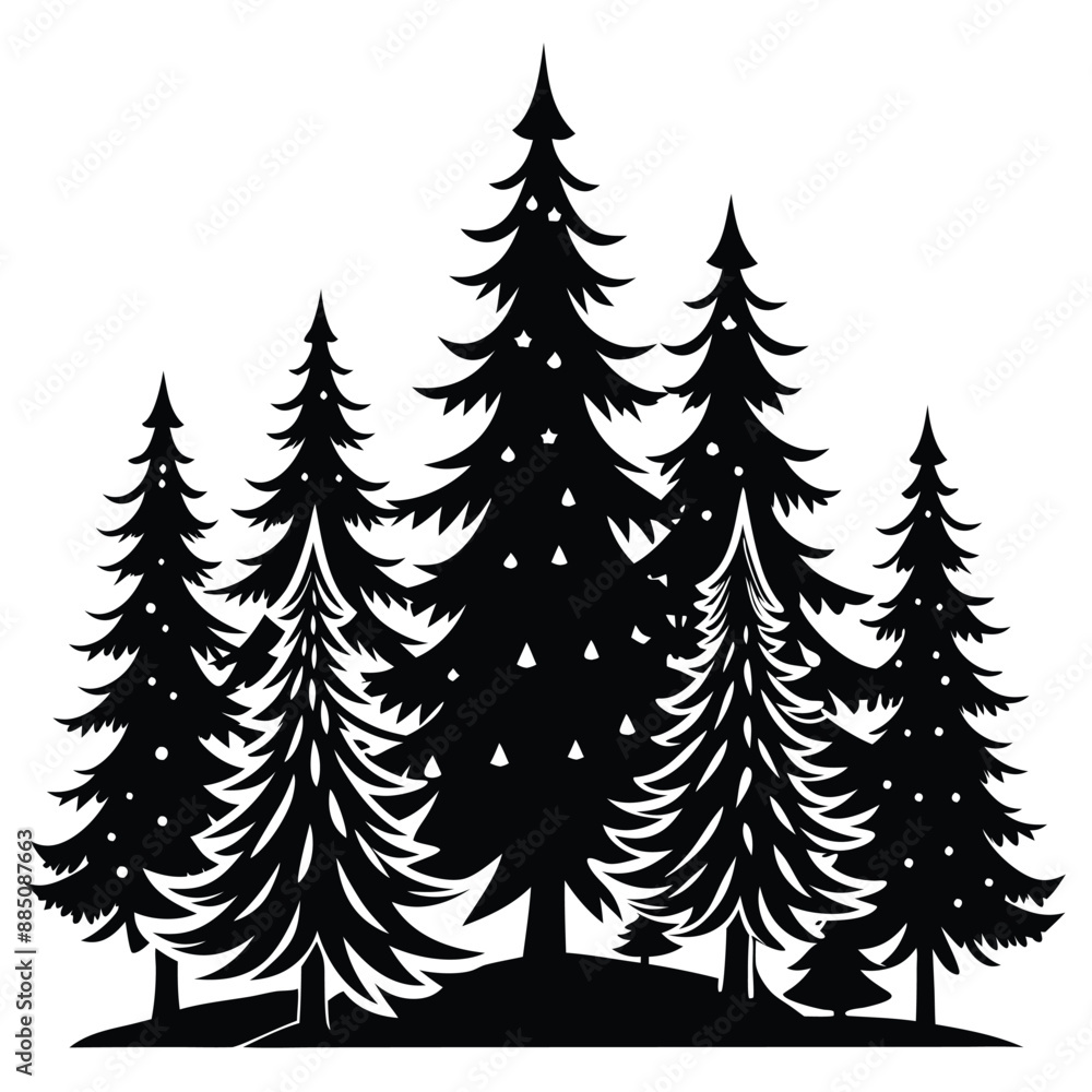 Obraz premium Christmas Winter Snowflake Silhouette Vector on White Background