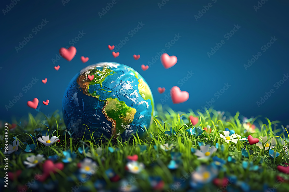 Earth with the different elements on its surface Earth with the different elements on its surface