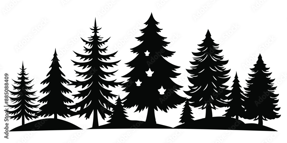 Obraz premium Christmas Winter Snowflake Silhouette Vector on White Background