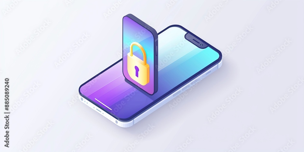 Smartphone with a Locked Screen: Digital Security Concept Smartphone with a Locked Screen: Digital Security Concept