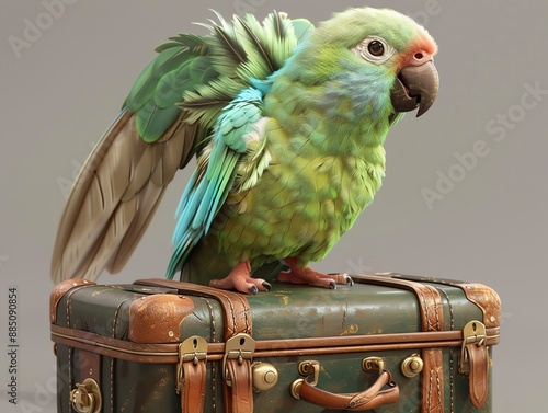 3D render of a bird travel kit photo