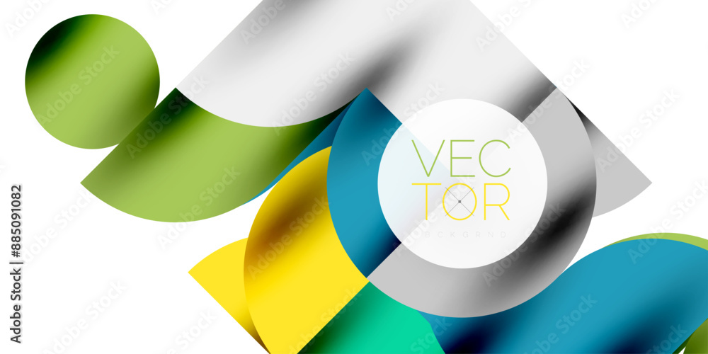 Fototapeta premium Tech minimal circular shapes geometric art. Vector modern circles