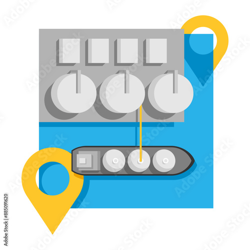 LNG terminal icon in flat colors - transportation of natural gas