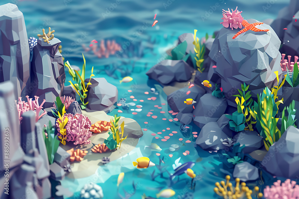 Undersea marine life illustration. Underwater world with sea ocean ...