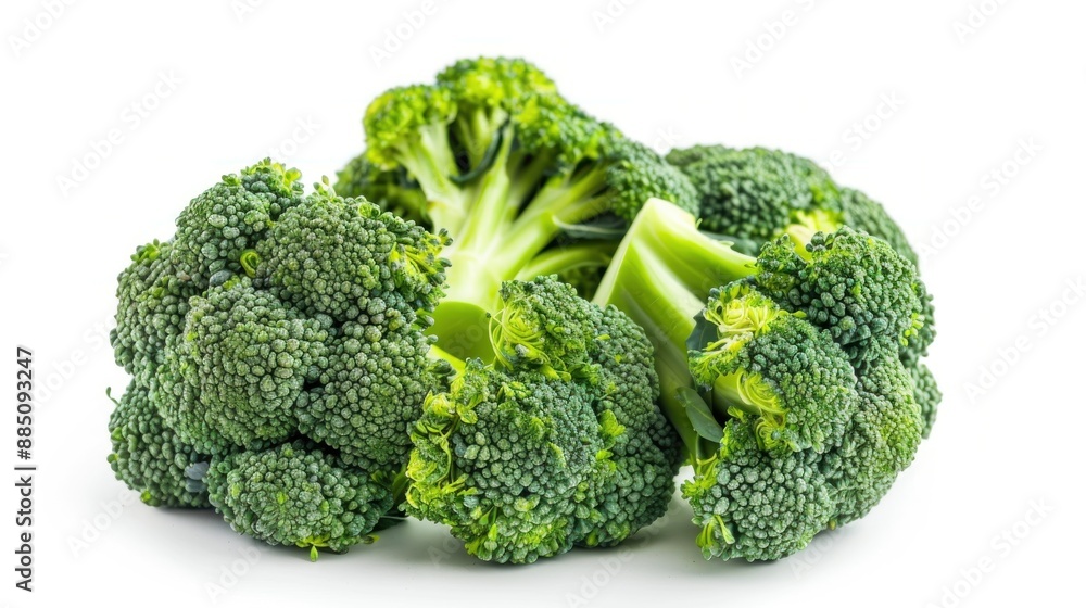 Fresh Green Broccoli Florets on White Background Fresh Green Broccoli Florets on White Background