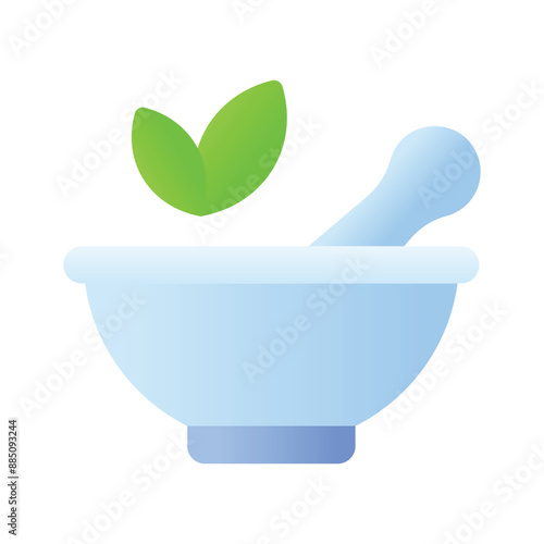 Mortar and pestle with herbs concept of herbal medicine vector