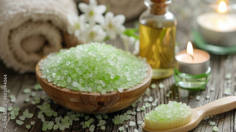 Foot green bath salts wood head massage brush oils and candles body massage brush Foot green bath salts wood head massage brush oils and candles body massage brush