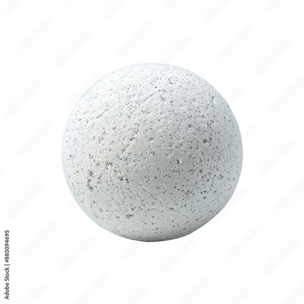 A white, rough, spherical bath bomb with a textured surface. A white, rough, spherical bath bomb with a textured surface.